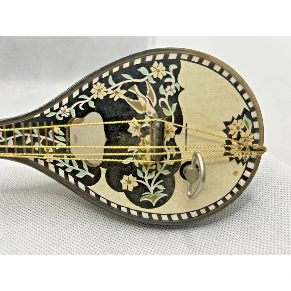 Mandolin Wind-Up Music Box Ornate‎ Floral